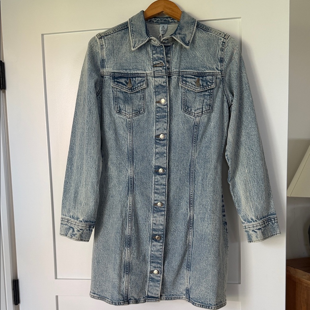 H&M Blue Light Wash Denim Dress Western NEW